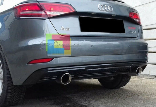 UNDER BUMPER AUDI A3 8V SPORTBACK 2016+ RESTYLING DIFFUSER SLINE DOUBLE BLACK