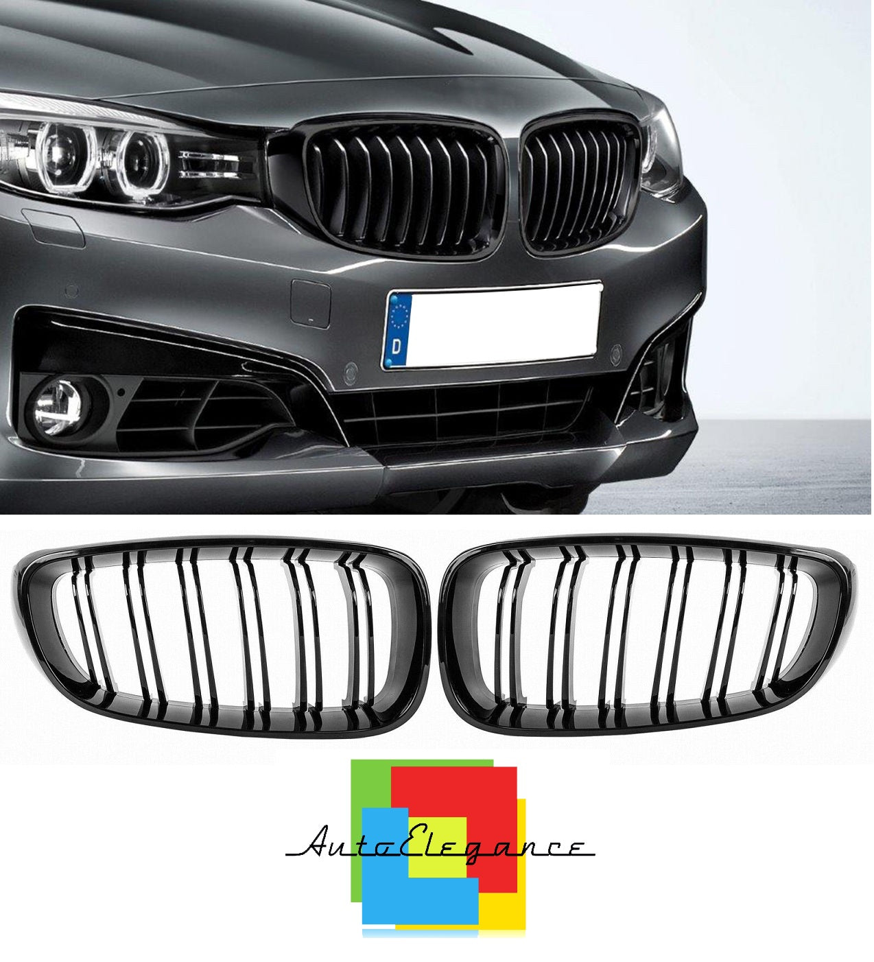3 SERIES GT F34 2012+ MUSTACHE GRILLE GLOSS BLACK LOOK DOUBLE KIDNEY NEWS
