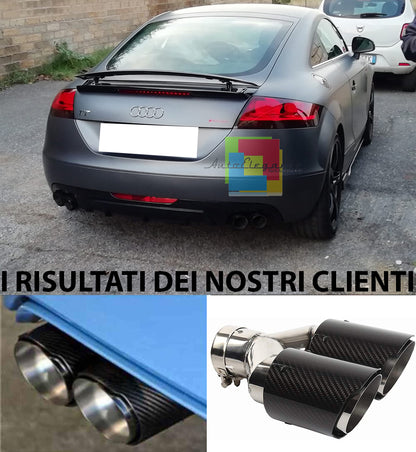 AUDI TT 8J 2006-2014 LOOK SPORTIVO STT COPPIA TERMINALI ACCIAIO INOX CARBON AUTOELEGANCERICAMBI