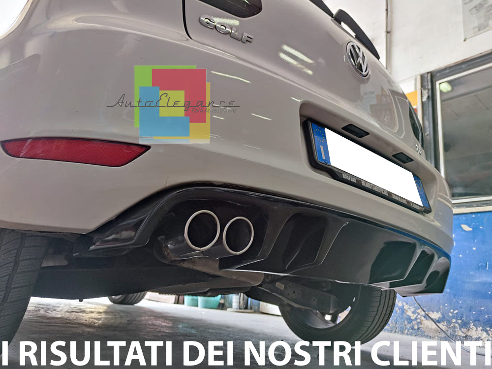 SOTTO PARAURTI POSTERIORE VW GOLF 6 VI 08-12 DIFFUSORE DOPPIO ABS NERO LUCIDO