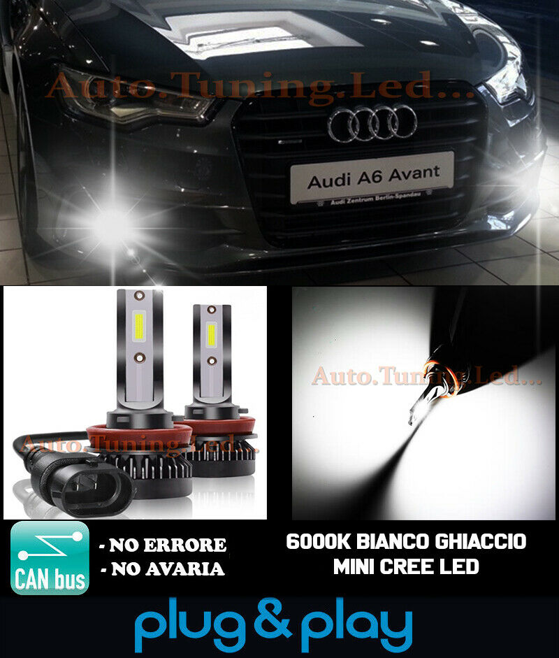 LAMPADE FENDINEBBIA A LED CREE AUDI A6 4G C7 CAMBUS BIANCO GHIACCIO 8000LM