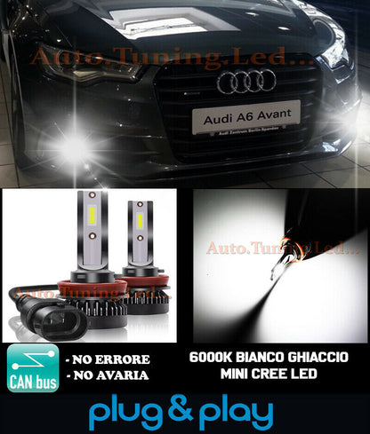 LAMPADE FENDINEBBIA A LED CREE AUDI A6 4G C7 CAMBUS BIANCO GHIACCIO 8000LM
