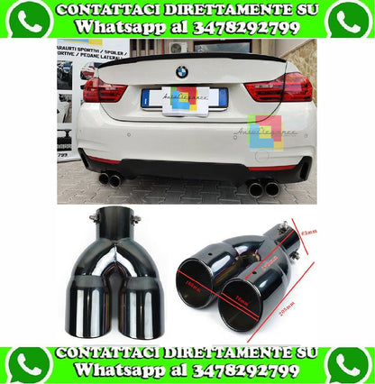 BMW SERIE 4 F32 F33 F36 SET 2X TERMINALI DI SCARICO IN ACCIAIO INOX NERO LUCIDO M SPORT AUTOELEGANCERICAMBI
