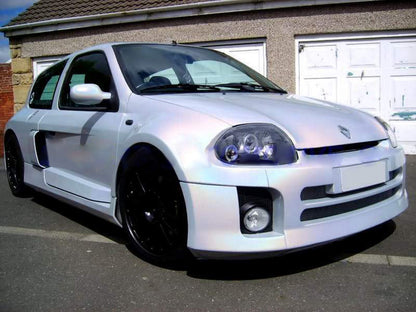 RENAULT CLIO 1998-2001 FARI ANTERIORI NERI ANGEL EYES LENTICOLARI H1 / H1