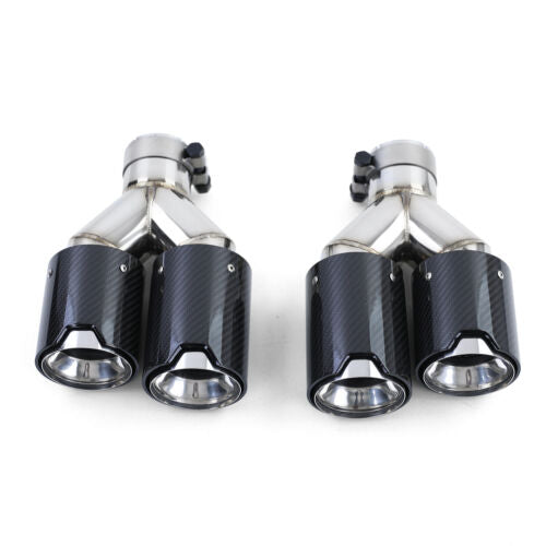 Carbon Fiber 4 Pipe Duplex Exhaust Tips Fit For BMW 5er F10 F11 535i 535d