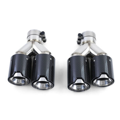 Carbon Fiber 4 Pipe Duplex Exhaust Tips Fit For BMW 5er F10 F11 535i 535d