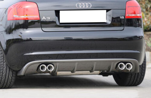 DIFFUSORE AUDI A3 S3 8P 2008-2012 SOTTO PARAURTI RS3 DOPPIO SCARICO NERO LUCIDO