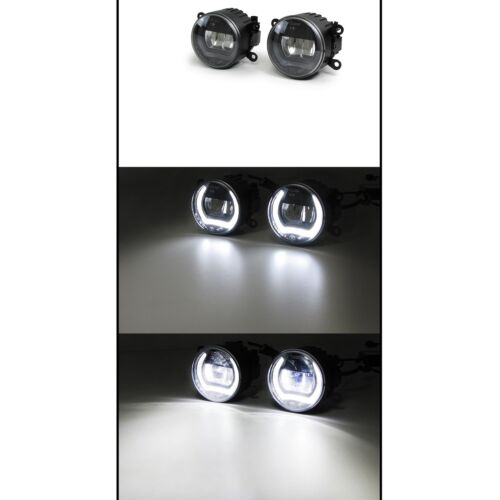 Clear Glass LED Fog Light with Daytime Running Lights Universal 90mm Black 