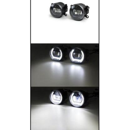 Clear Glass LED Fog Light with Daytime Running Lights Universal 90mm Black 