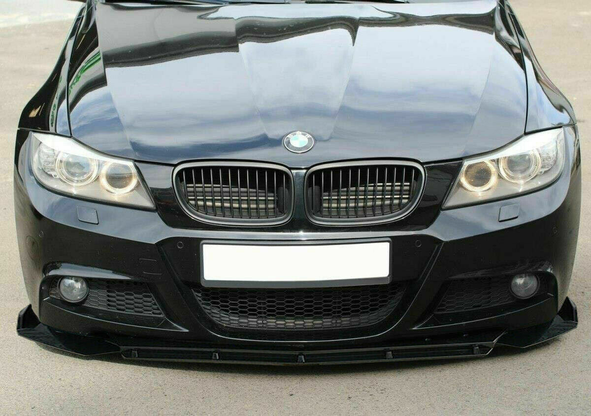 0211 BMW SERIE 3 E90 E91 SPLITTER PARAURTI ANTERIORE NERO LUCIDO LOOK RS AUTOELEGANCERICAMBI