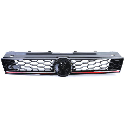 Gloss Black Sport Radiator Grille with Red for VW Polo 5 6R 6C 09-17 