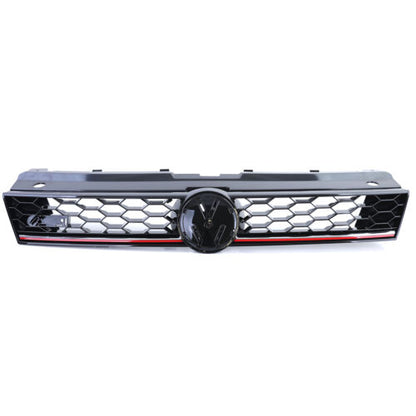 Gloss Black Sport Radiator Grille with Red for VW Polo 5 6R 6C 09-17 