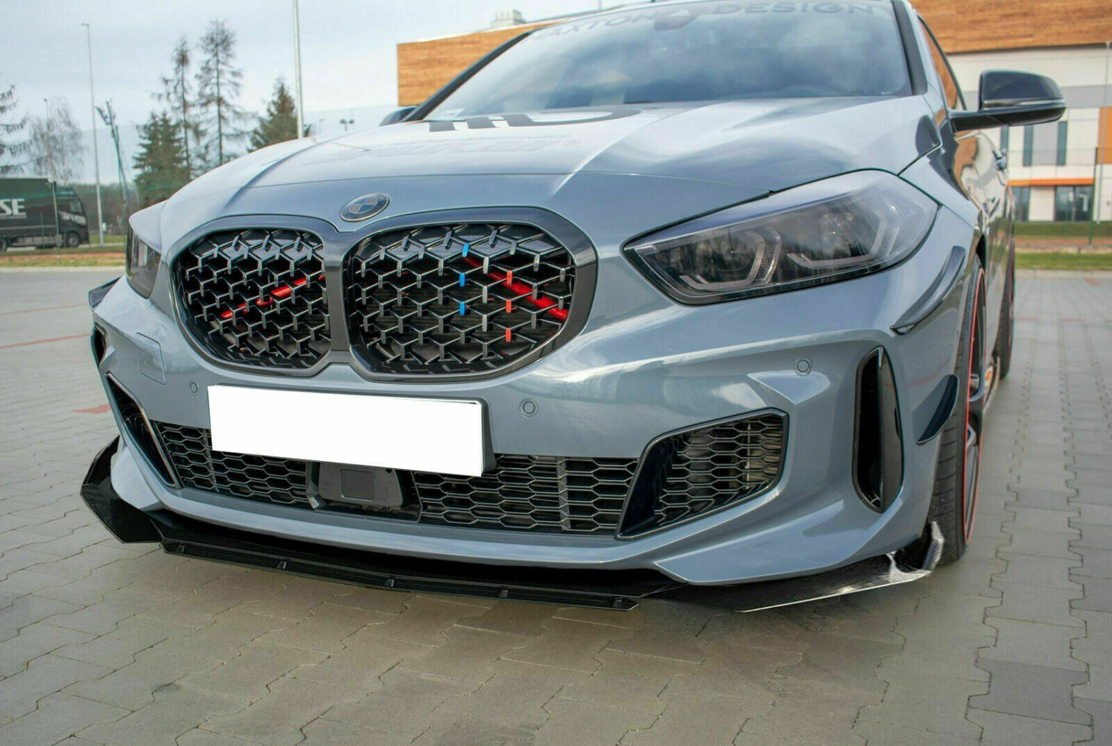 0210 BMW SERIE 1 F40 SPLITTER PARAURTI ANTERIORE NERO LUCIDO LOOK RS AUTOELEGANCERICAMBI