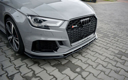 SPLITTER AUDI A3 8V RS3 2016+ UNDER FRONT BUMPER ABS GLOSSY BLACK BLADE 