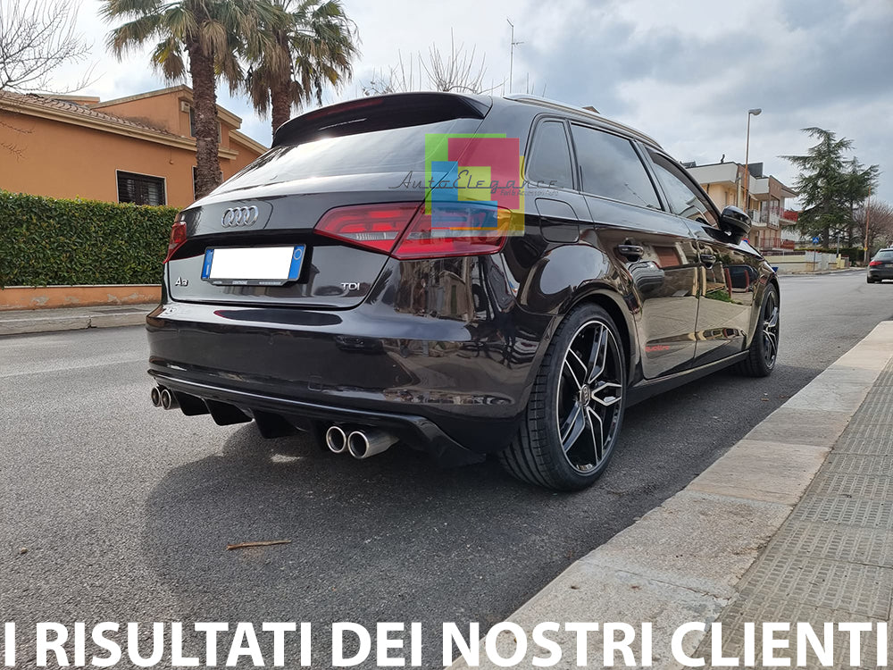 AUDI A3 8V SPORTBACK 2012 AL 2015 SOTTO PARAURTI DIFFUSORE RS3 4 SCARICHI ABS AUTOELEGANCERICAMBI