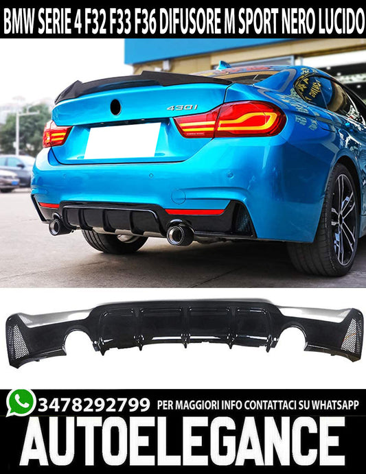 BMW SERIE 4 F32 F33 F36 2013+ SOTTO PARAURTI POSTERE - DIFFUSORE DUE SCARICHI AUTOELEGANCERICAMBI