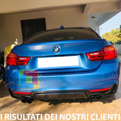 BMW SERIE 4 F32 F33 F36 2013+ SOTTO PARAURTI POSTERE DIFFUSORE IN ABS NERO LUCIDO DOPPIO SCARICO AUTOELEGANCERICAMBI