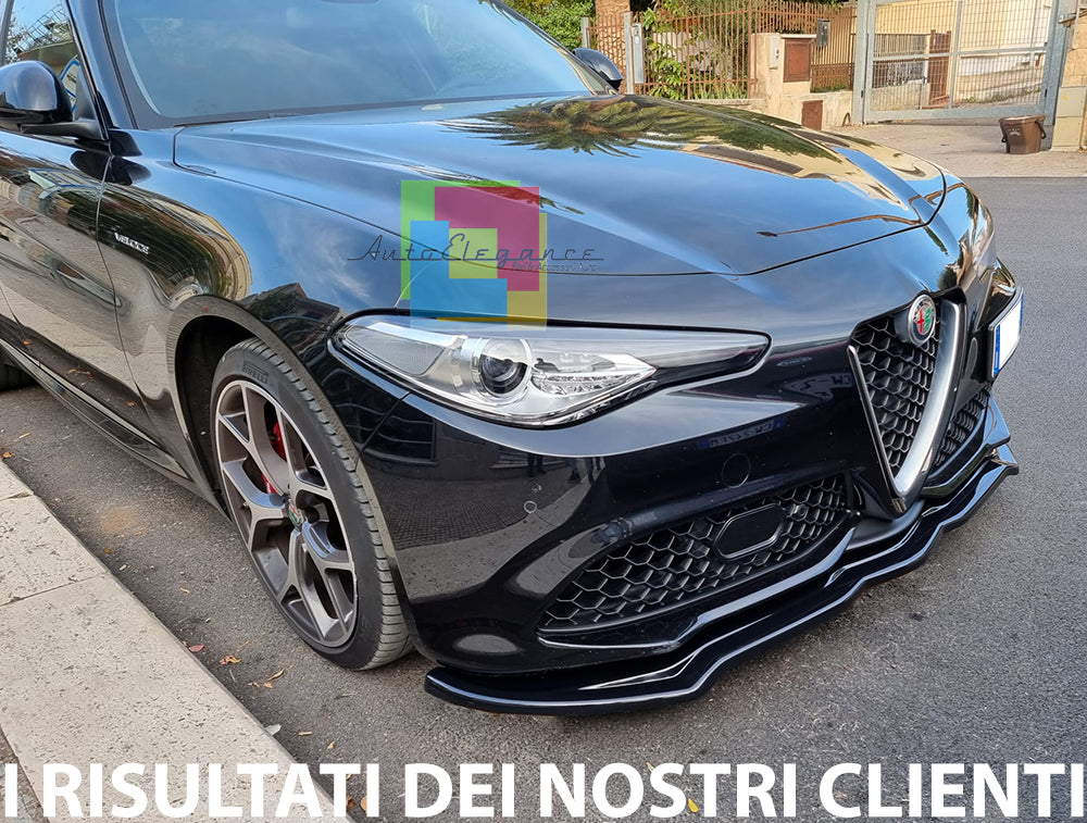 SPLITTER PER ALFA ROMEO GIULIA VELOCE PARAURTI ANTERIORE LAMA SPOILER NERO