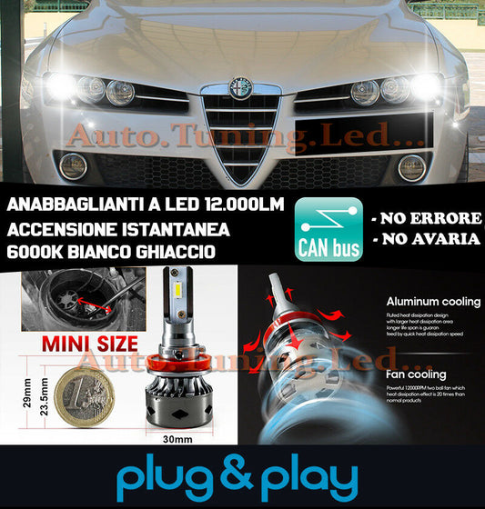 ALFA ROMEO 159 2005-2011 LED LOW BEAM HEADLIGHTS INSTANT NO FAILURE 12,000LM