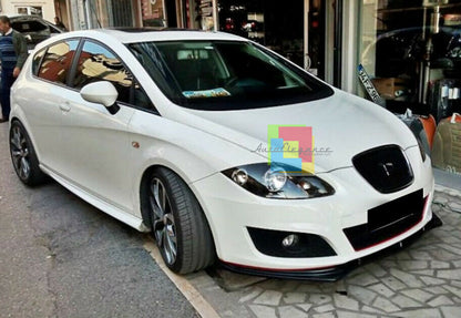 LIP SPOILER SOTTO PARAURTI ANTERIORE PER SEAT LEON 1P1 2005-2012 ABS NERO .-