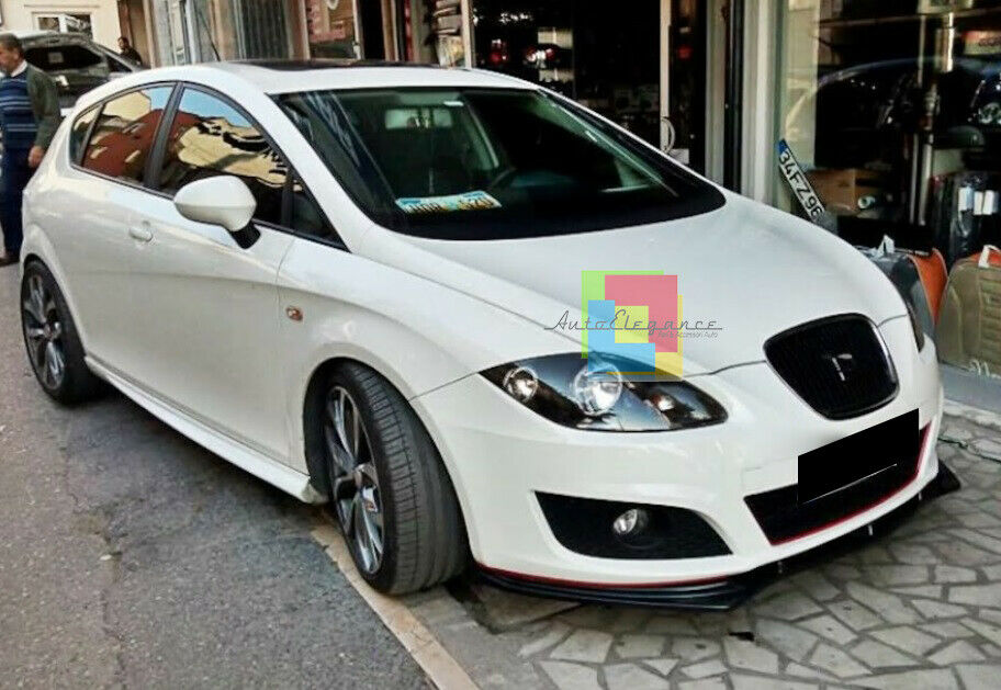 SEAT LEON 1P1 2005 AL 2012 LIP SPOILER SOTTO PARAURTI ANTERIORE ABS NERO .-