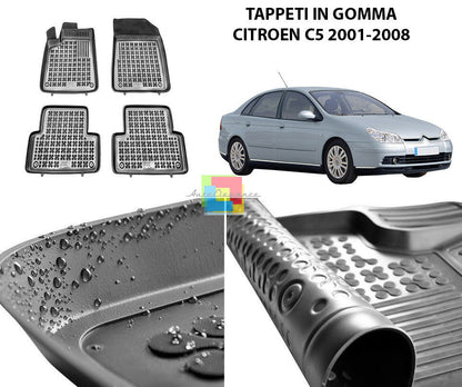 CITROEN C5 2001-2008 TAPPETINI AUTO IN GOMMA - TAPPETI TOP QUALITA -1 AUTOELEGANCERICAMBI