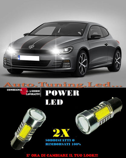 VW SCIROCCO COPPIA LAMPADE LUCI DIURNE A LED 6000K P21W BA15 NO ERROR