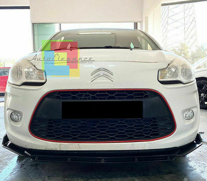 0168 CITROEN C3 II SPLITTER PARAURTI ANTERIORE NERO LUCIDO LOOK RS AUTOELEGANCERICAMBI