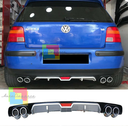 VW GOLF 4 IV 97-04 SOTTO PARAURTI POSTERIORE DIFFUSORE QUATTRO TERMINALI ABS