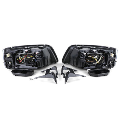 H7 H1 Headlights Black Clear Glass with LWR Motor Pair for VW Bus T5 03-09 
