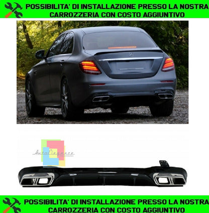 SOTTO PARAURTI MERCEDES CLASSE E W213 DIFFUSORE POSTERIORE AMG E63 + TERMINALI