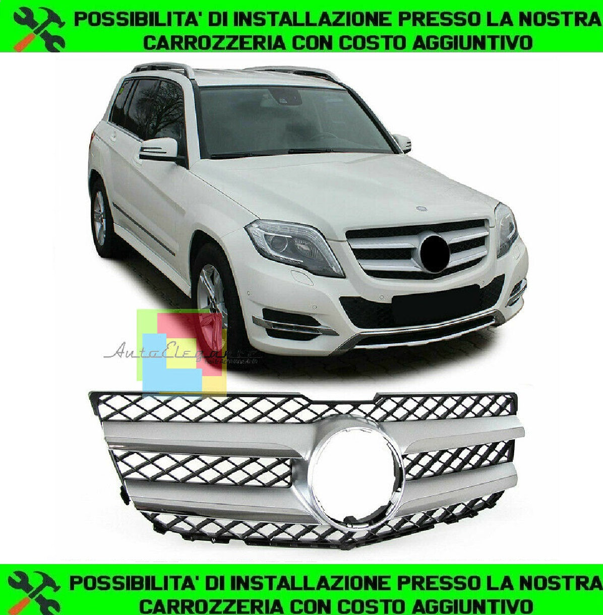 GRIGLIA ANTERIORE SATINATA MERCEDES GLK X204 2012-2015 LIFT AMG LOOK