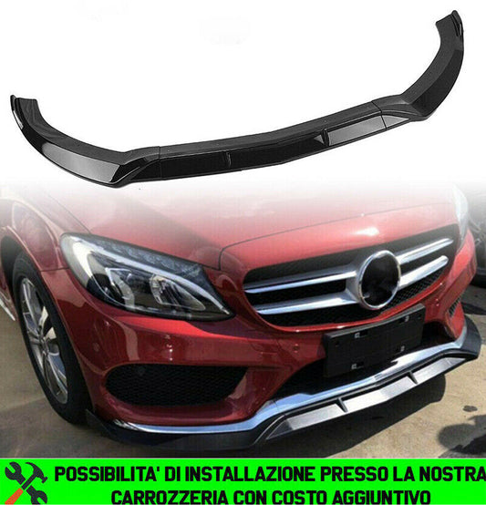 LAMA SOTTO PARAURTI ANTERIORE MERCEDES CLASSE C W205 NERO LIP SPOILER AMG