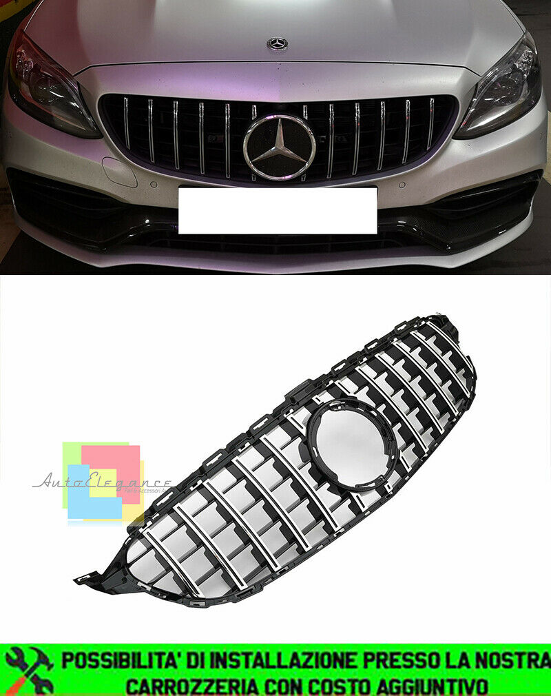 GRIGLIA ANTERIORE MERCEDES CLASSE C W205 FACELIFT MASCHERINA PROFILI SATINATI