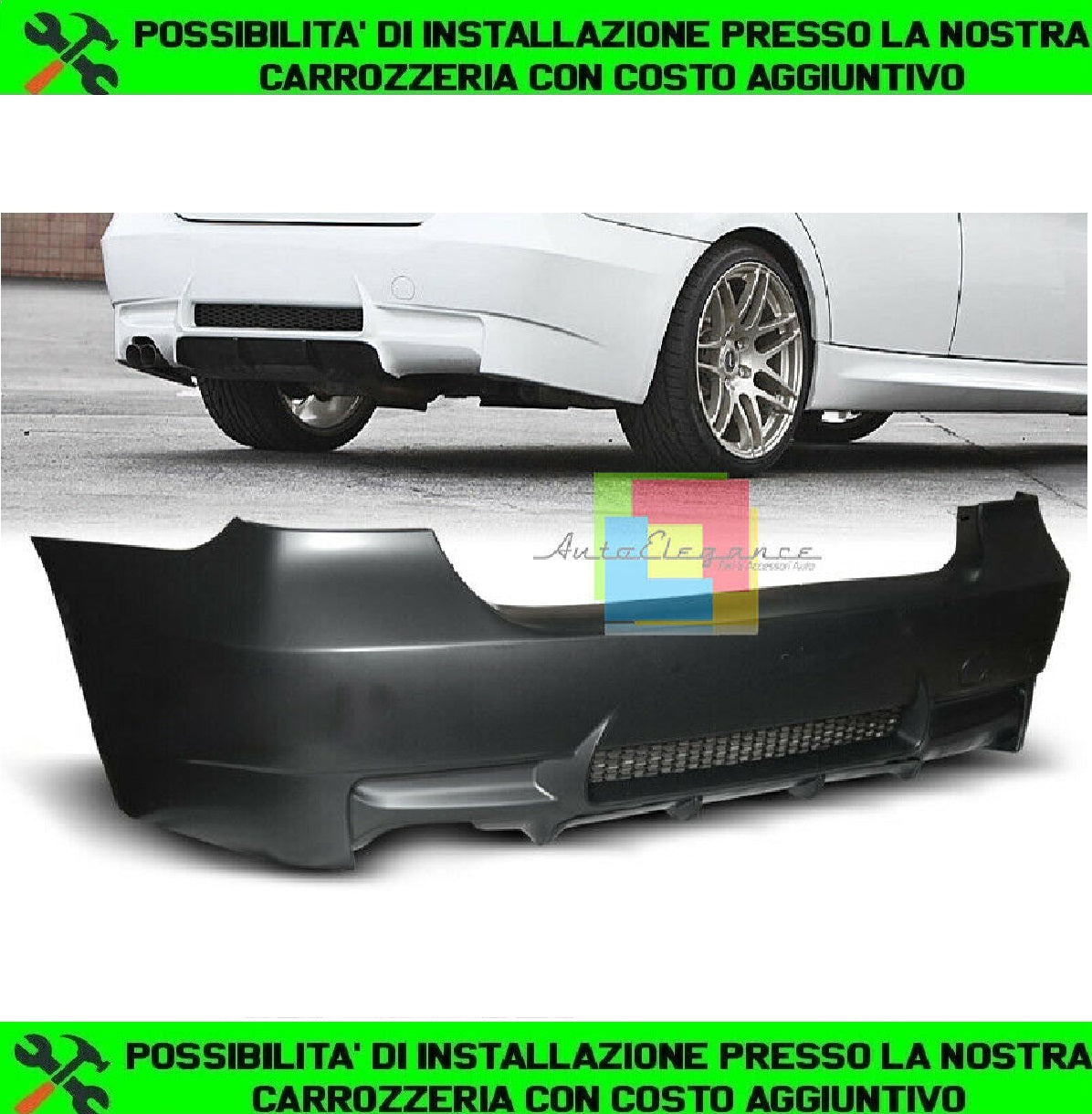 PARAURTI POSTERIORE M3 IN ABS PER BMW SERIE 3 E90 BERLINA 05-12 TOP QUALITA ABS