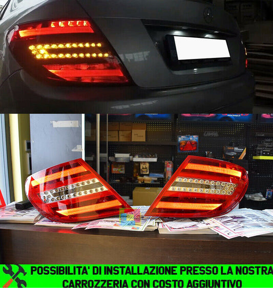 MERCEDES CLASSE C W204 2007-2012 FARI POSTERIORI ROSSI LED FANALI LOOK RESTYLING