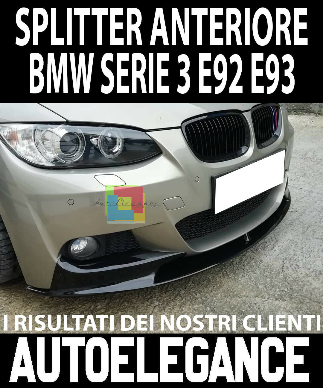 SOTTO PARAURTI ANTERIORE BMW 3 E92 E93 2006-2009 DESIGN M SPORT ABS NERO LUCIDO