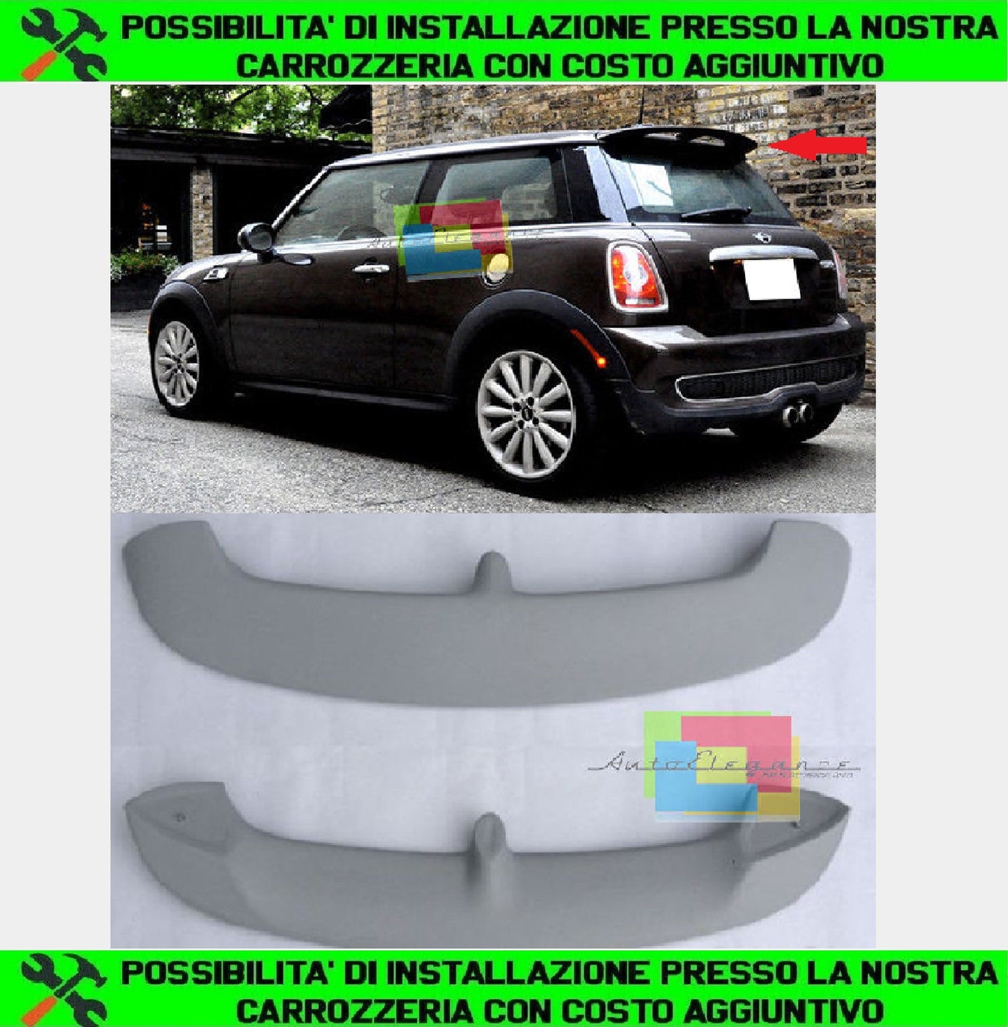 SPOILER POSTERIORE SUL TETTO LOOK SPORTIVO PER MINI COOPER R56 2005-2014