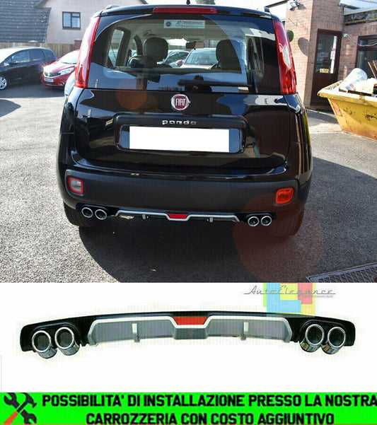 FIAT PANDA 2012+ DIFFUSORE POSTERIORE SOTTO PARAURTI QUATTRO TERMINALI ABS