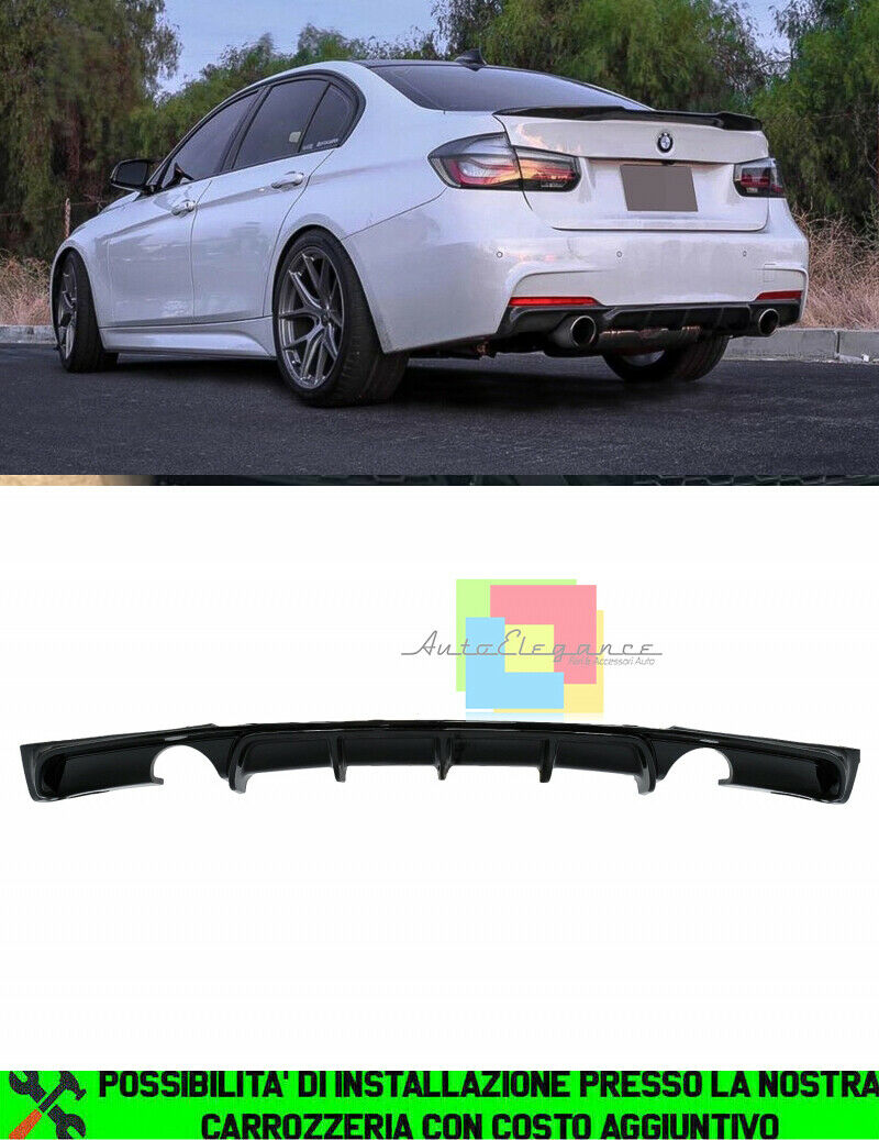 BMW SERIE 3 F30 F31 DIFFUSORE POSTERIORE M SPORT NERO LUCIDO - IN ABS AUTOELEGANCERICAMBI