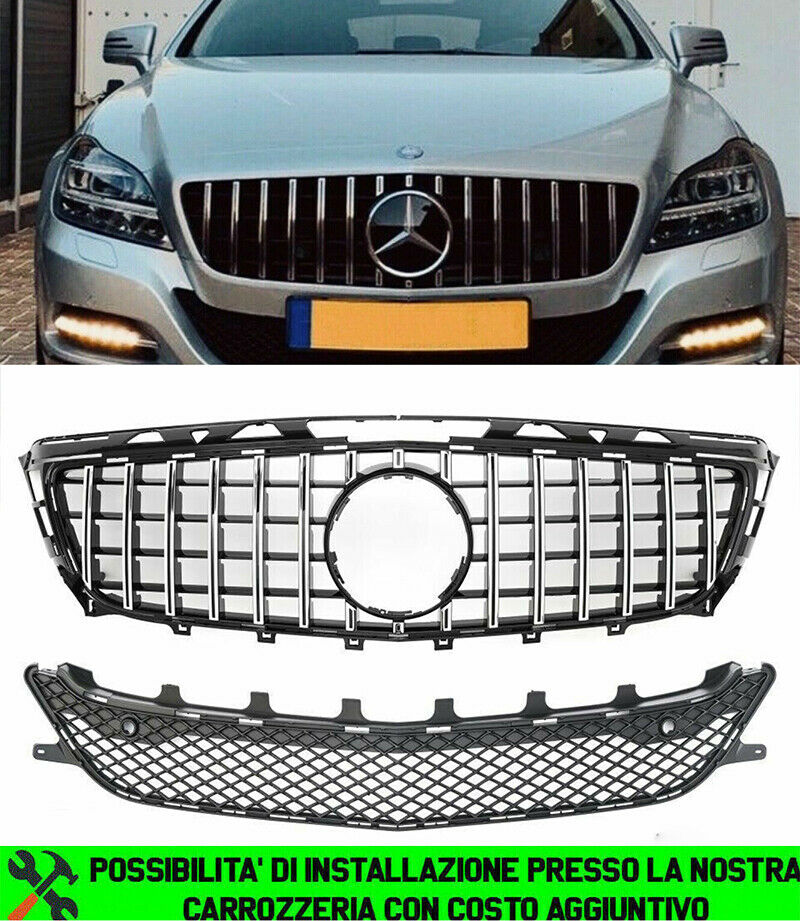 GRIGLIA ANTERIORE MERCEDES CLS W218 2011-2014 MASCHERINA PROFILI SATINATI