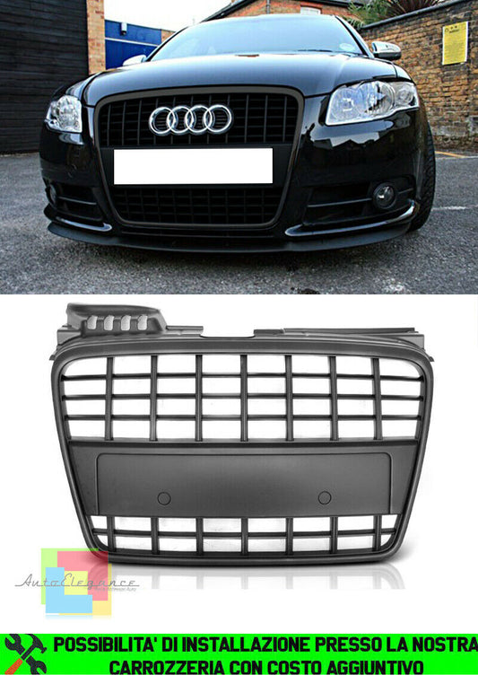 FRONT GRILLE MATT BLACK AUDI A4 B7 04-07 AVANT SEDAN CALANDRA SLINE S4
