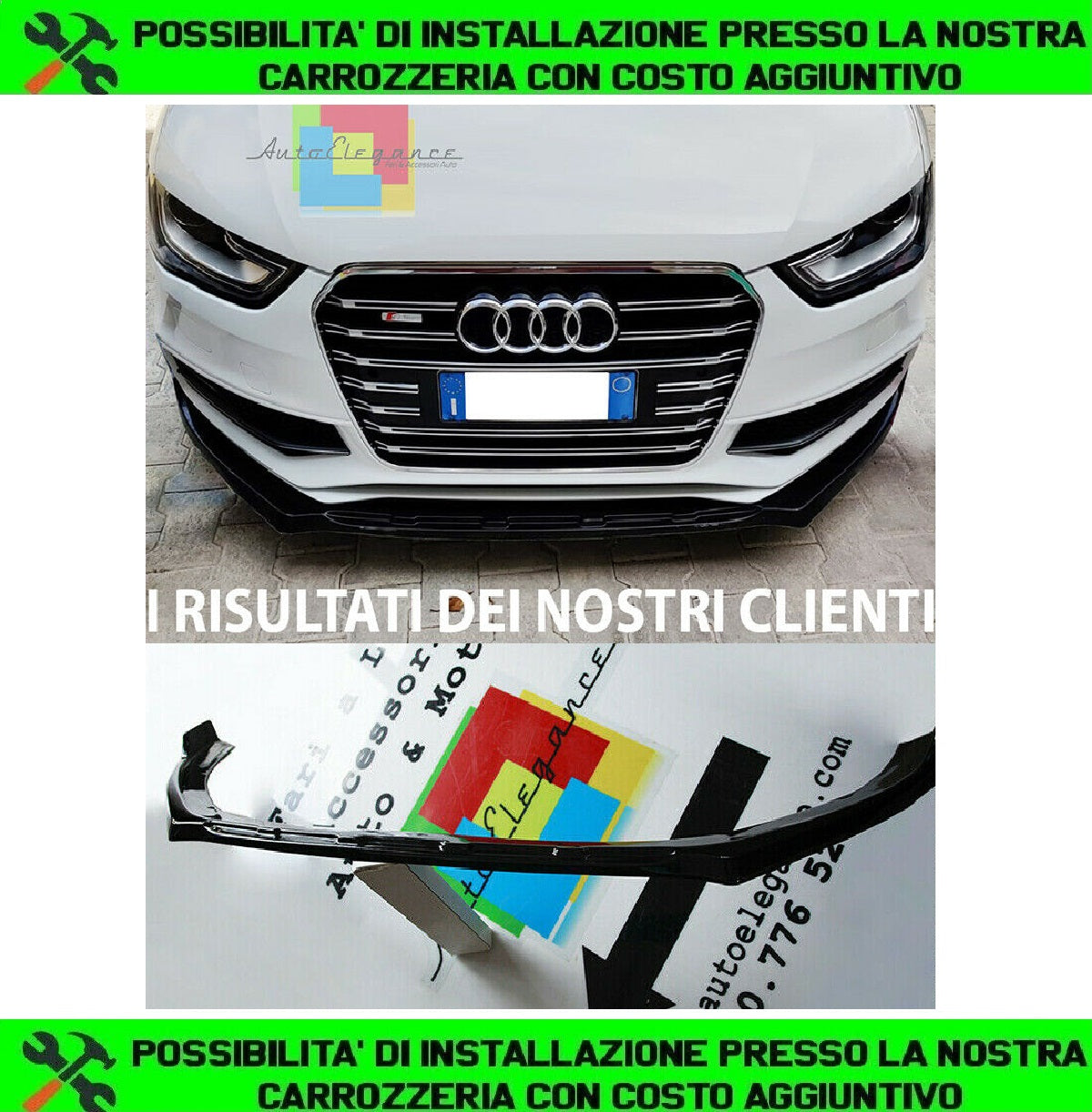 SOTTO PARAURTI ANTERIORE AUDI A4 B8 2012 al 2015 SPOILER ABS / PLASTIC NERO -