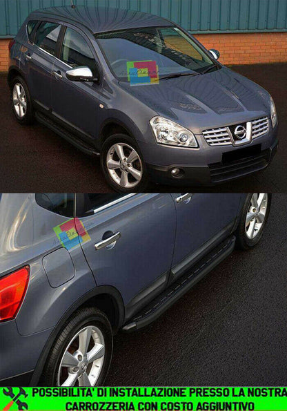 PEDANE LATERALI NISSAN QASHQAI J10 2006-2014 SOTTO PORTA ANTISCIVOLO NERO
