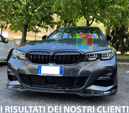 BMW SERIE 3 G20 G21 2018+ SPLITTER PARAURTI ANTERIORE LIP SPOILER NERO AUTOELEGANCERICAMBI