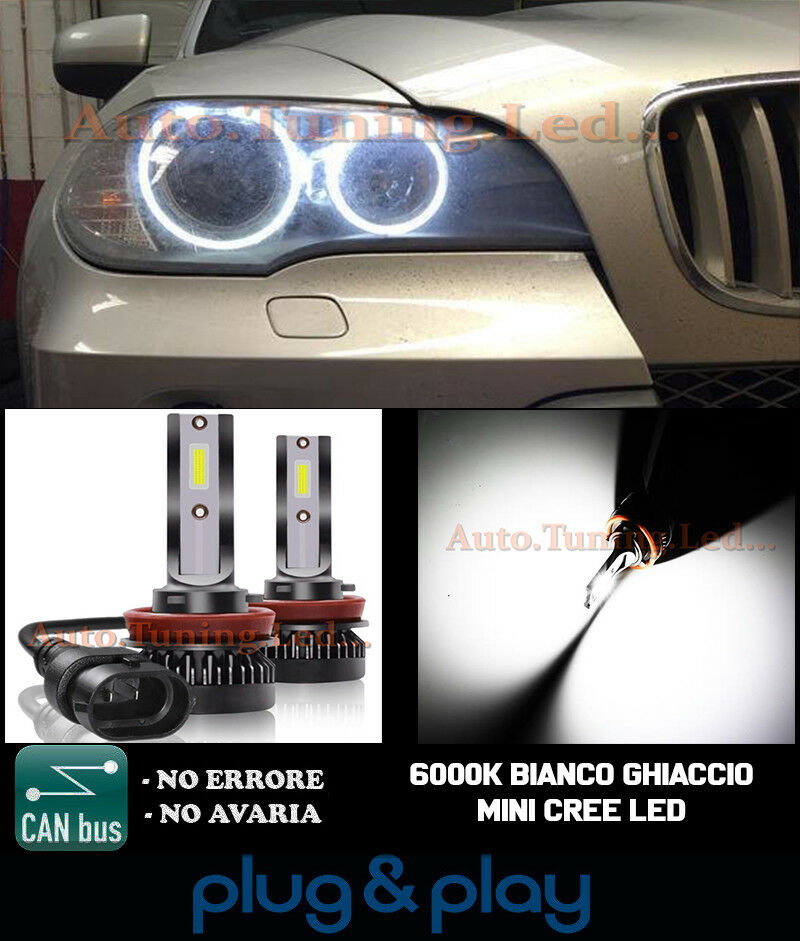 LAMPADE ANGEL EYES MINI LED CREE BMW X5 E70 CAMBUS BIANCO GHIACCIO 6000K .-