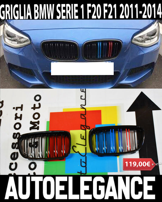 GRIGLIA ANTERIORE BMW SERIE 1 F20 2011-2014 CALANDRA DOPPIA FASCIA 3 COLORI M