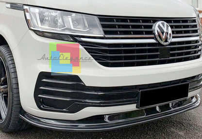 SPLITTER VW TRANSPORTER T6.1 2020+ UNDER FRONT BUMPER ABS GLOSSY BLACK BLADE