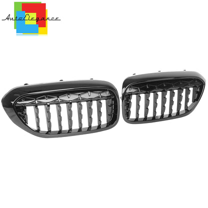 FRONT MUSTACHE GRILLE 5 SERIES G30 G31 DIAMOND LOOK GLOSS BLACK NEWS