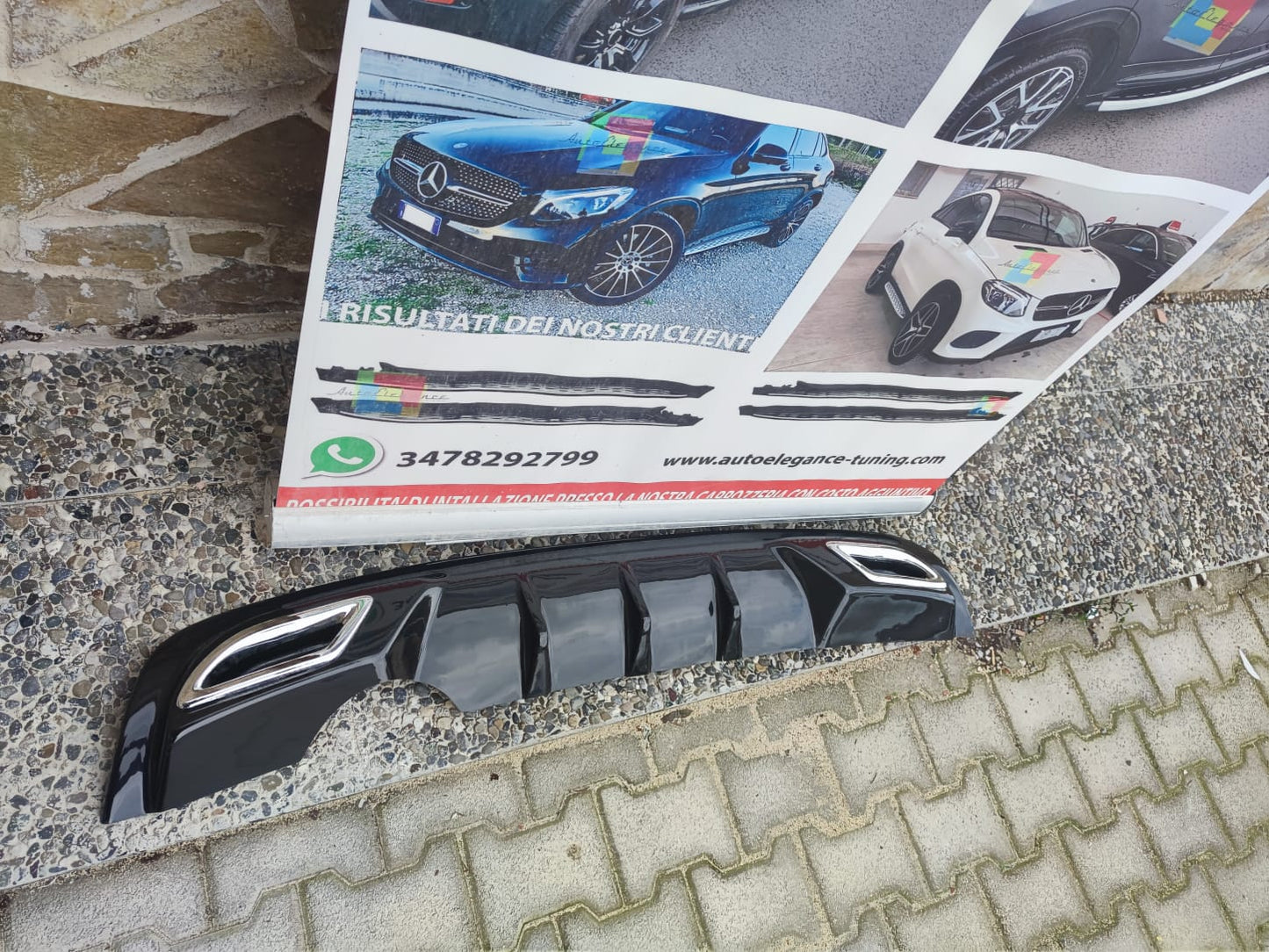 OPEL CORSA D DIFFUSORE SOTTO PARAURTI POSTERIORE NERO LUCIDO ABS 0128